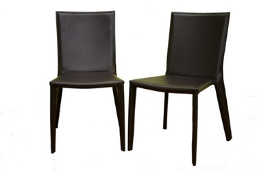 Baxton Studio Semele Dark Brown Leather Dining Chair Set of Two